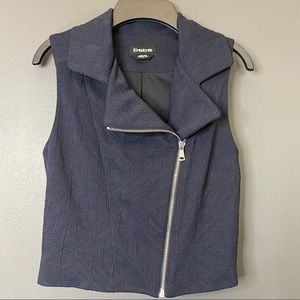 Bebe Black Textured Moto Zip Vest